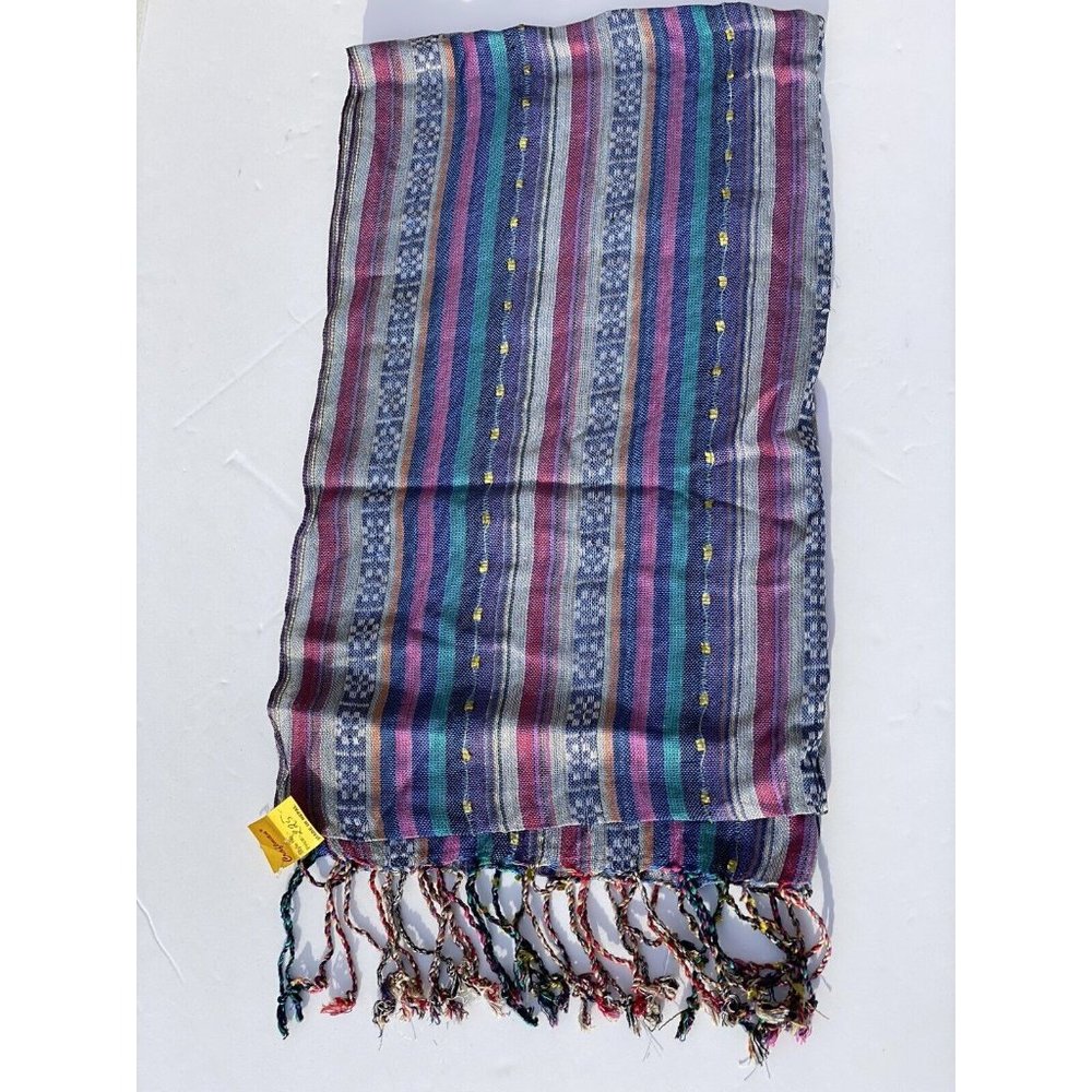 Multicolor Elegant Scarf w/ Fringes Craftsman Nepal Handmade 39x68 Inches